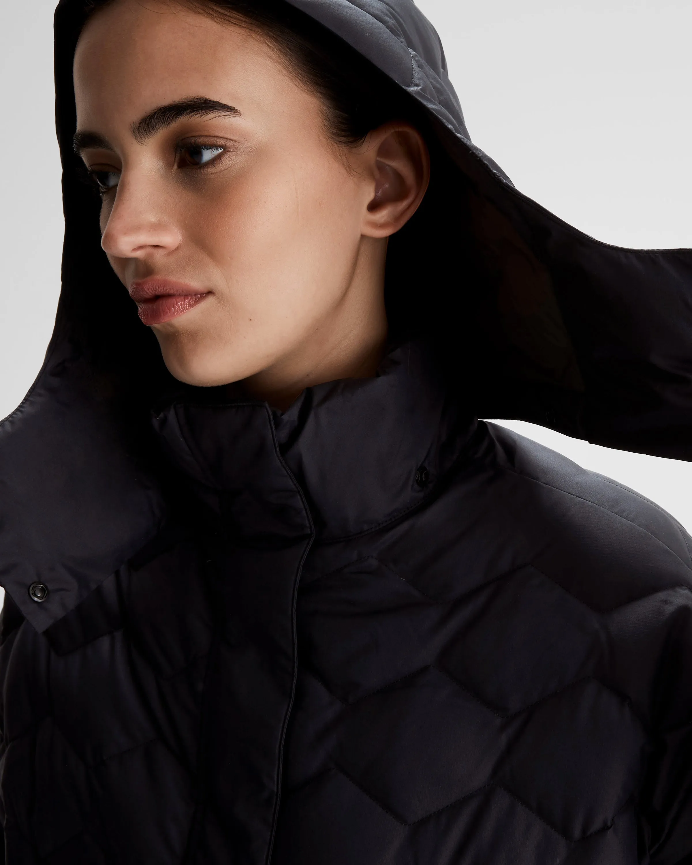 Women's Any Time Down Hooded Parka - Black Stingray