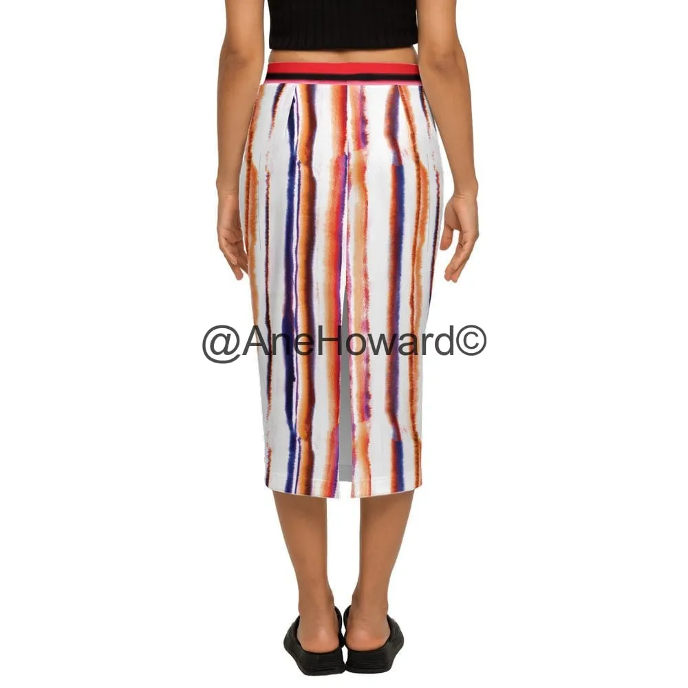Women’s Back Split Pencil Skirt Orange Splash