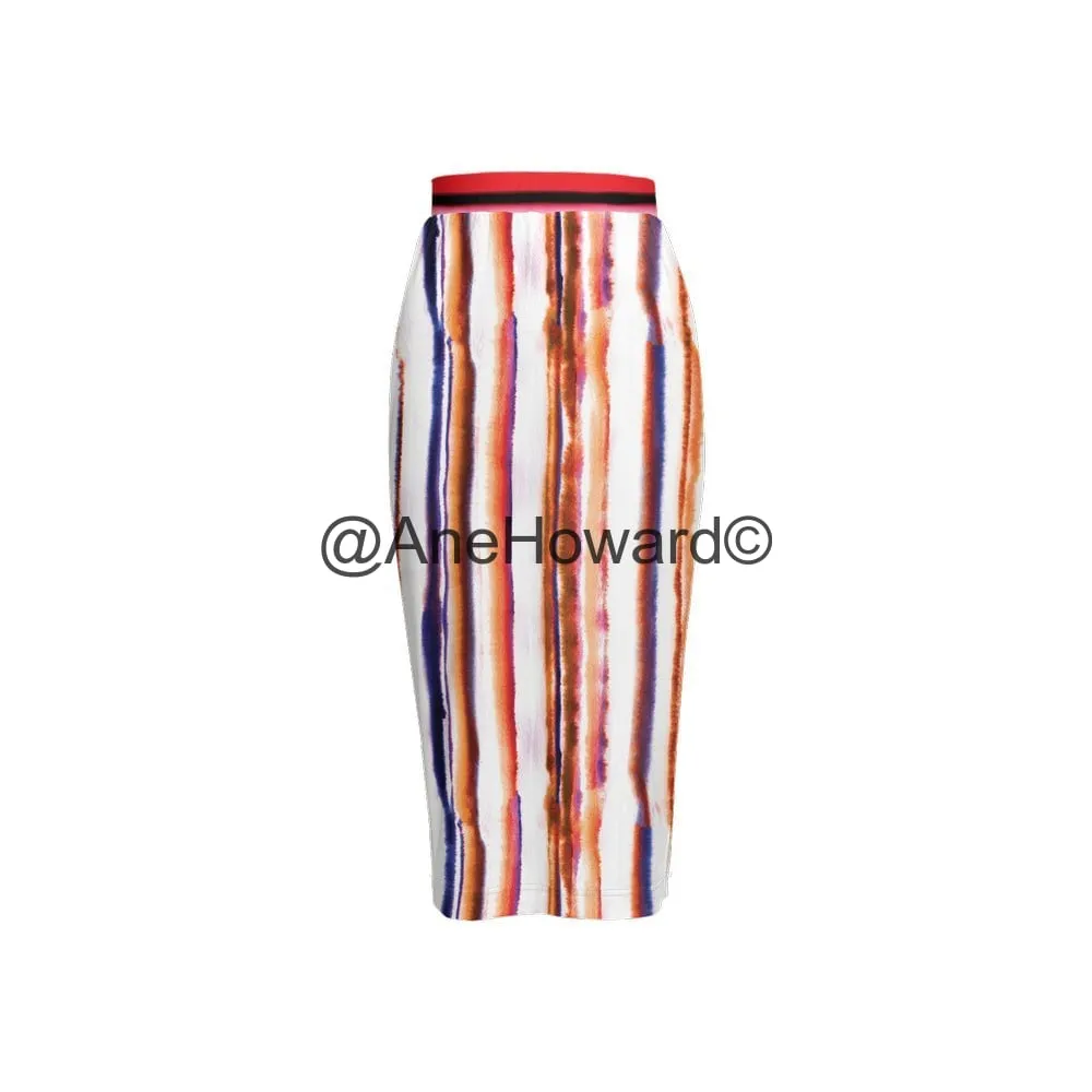 Women’s Back Split Pencil Skirt Orange Splash