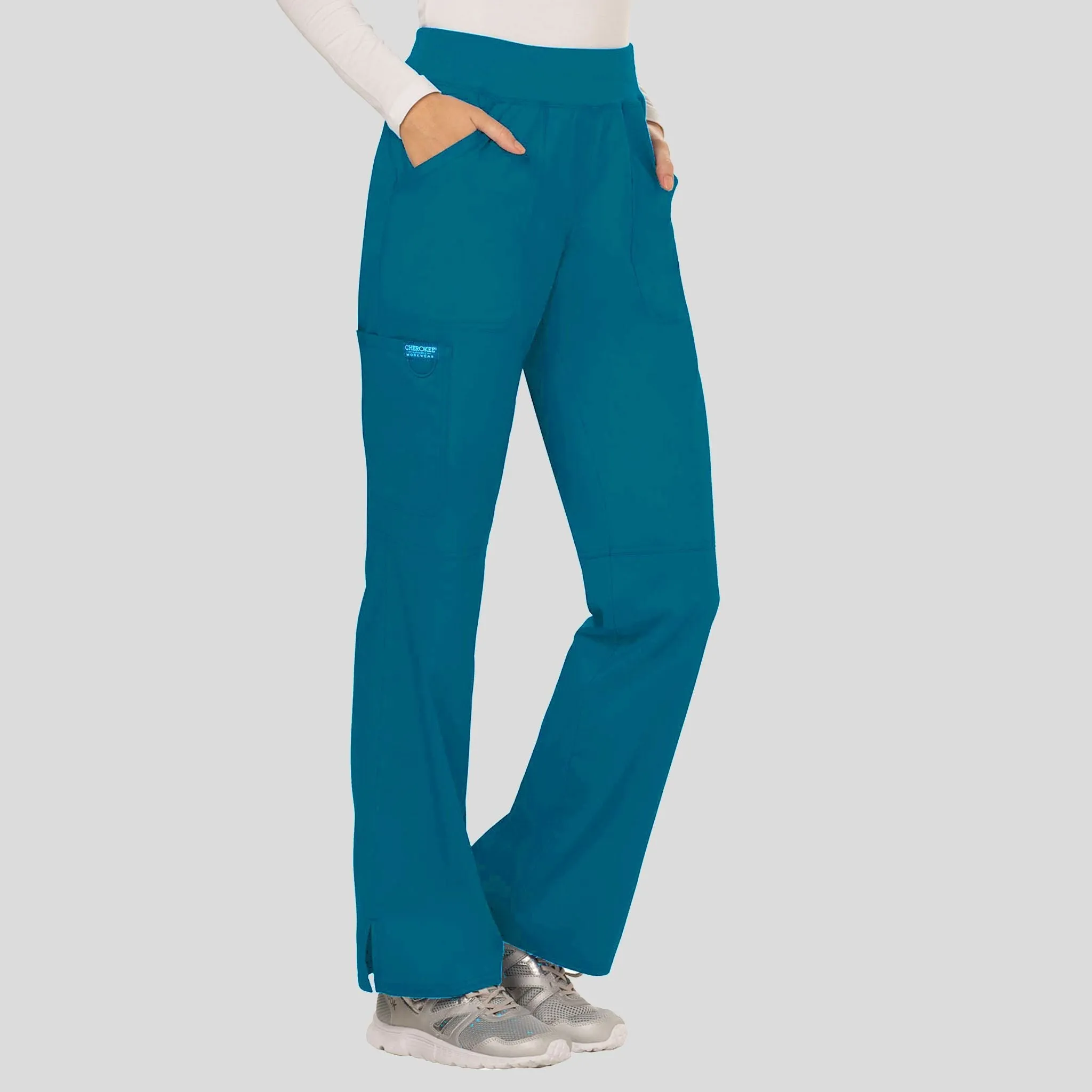 Women's Elastic Waistband Cargo Pull-On Scrub Pant | Caribbean