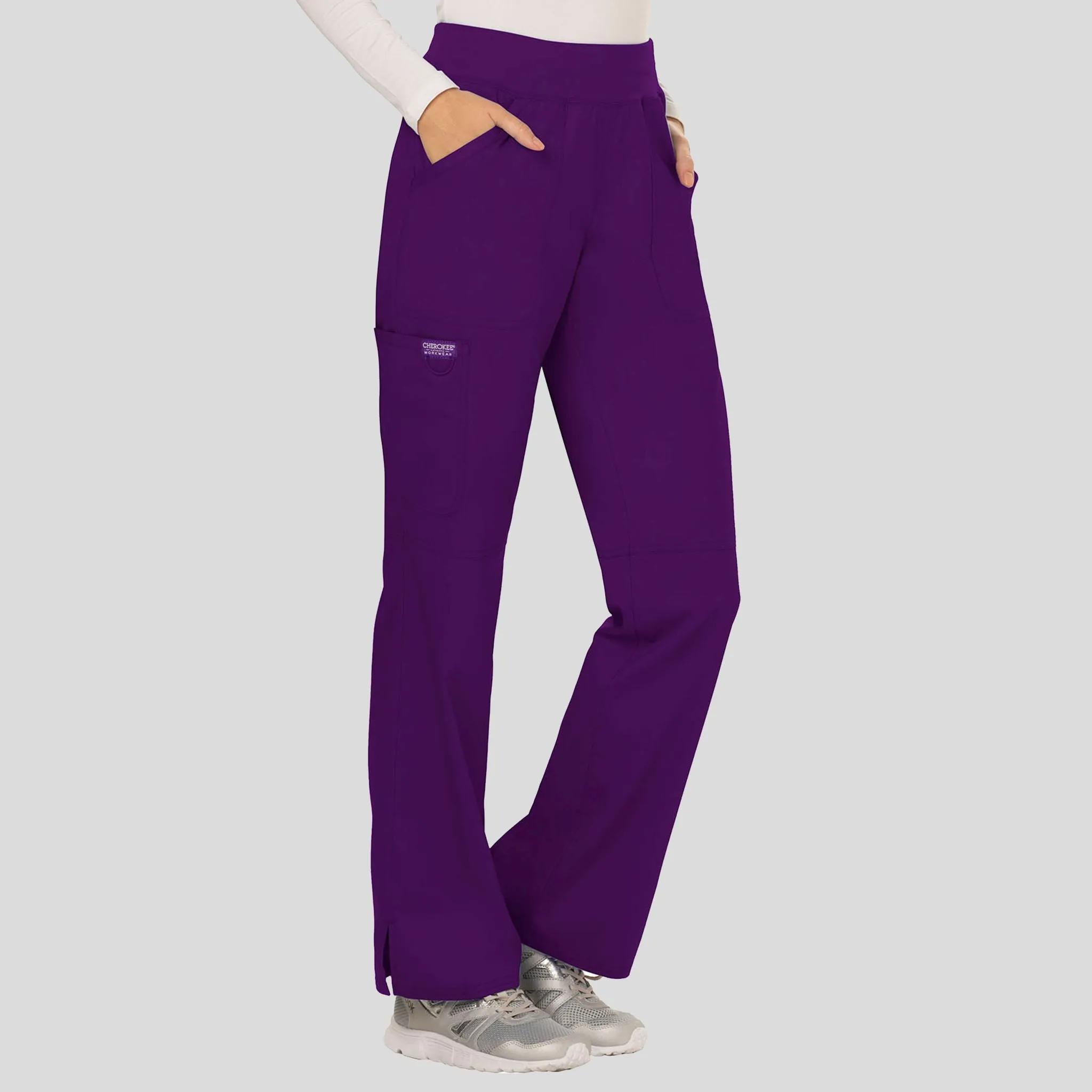 Women's Elastic Waistband Cargo Pull-On Scrub Pant | Eggplant