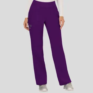 Women's Elastic Waistband Cargo Pull-On Scrub Pant | Eggplant