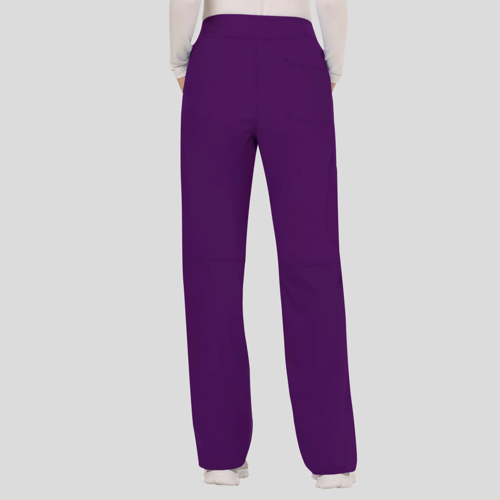 Women's Elastic Waistband Cargo Pull-On Scrub Pant | Eggplant