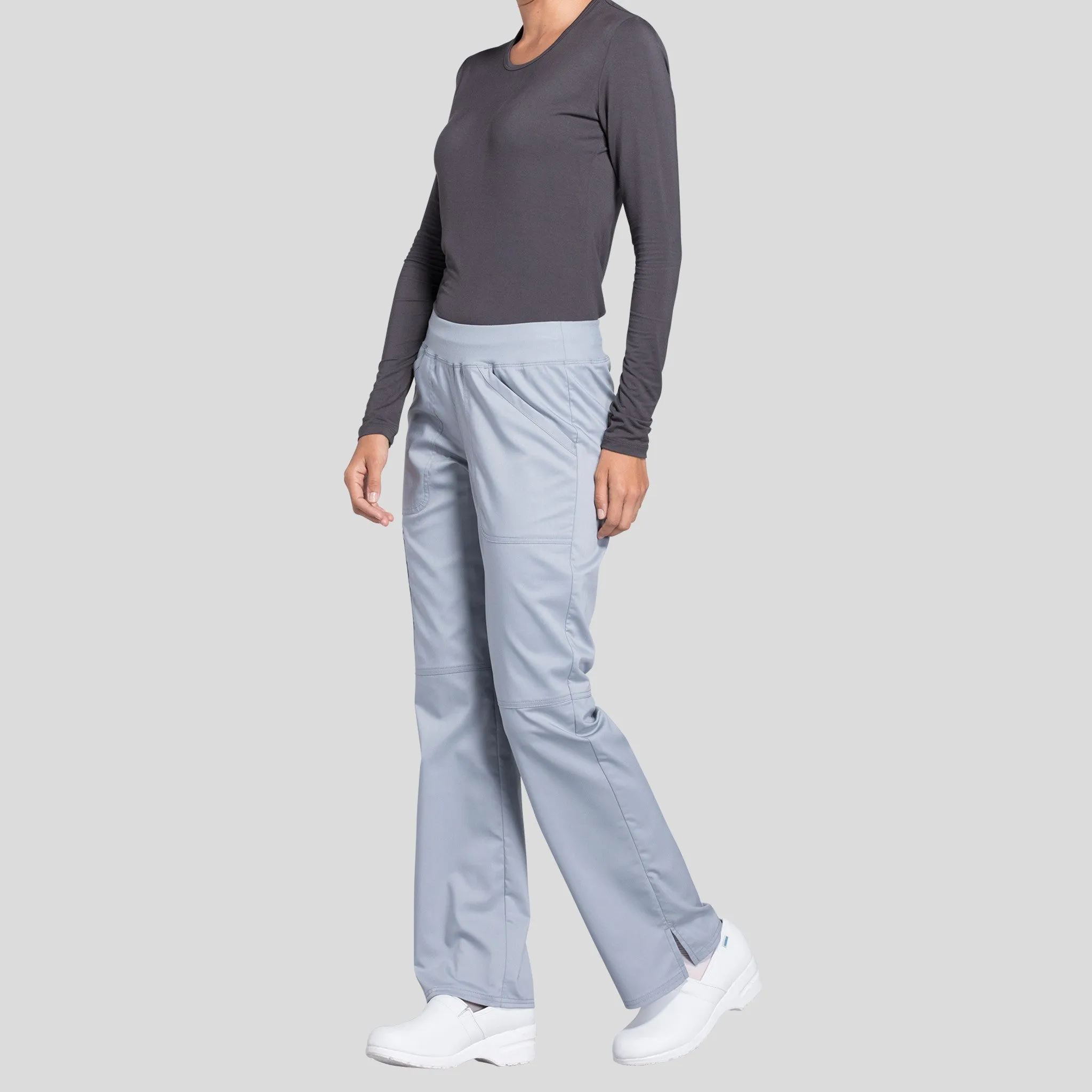 Women's Elastic Waistband Cargo Pull-On Scrub Pant | Grey