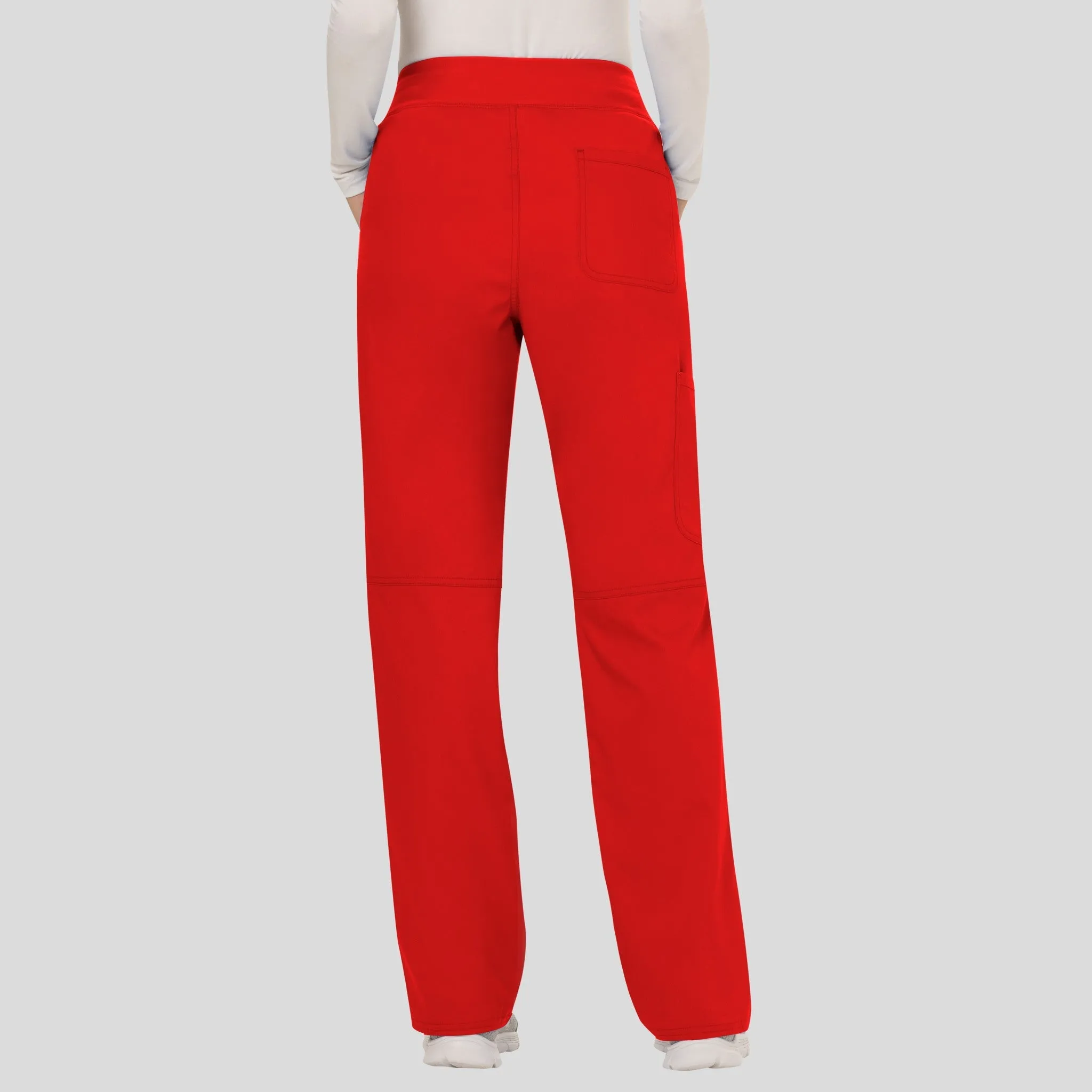 Women's Elastic Waistband Cargo Pull-On Scrub Pant | Red