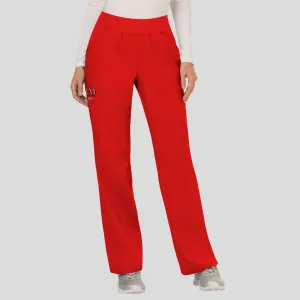 Women's Elastic Waistband Cargo Pull-On Scrub Pant | Red