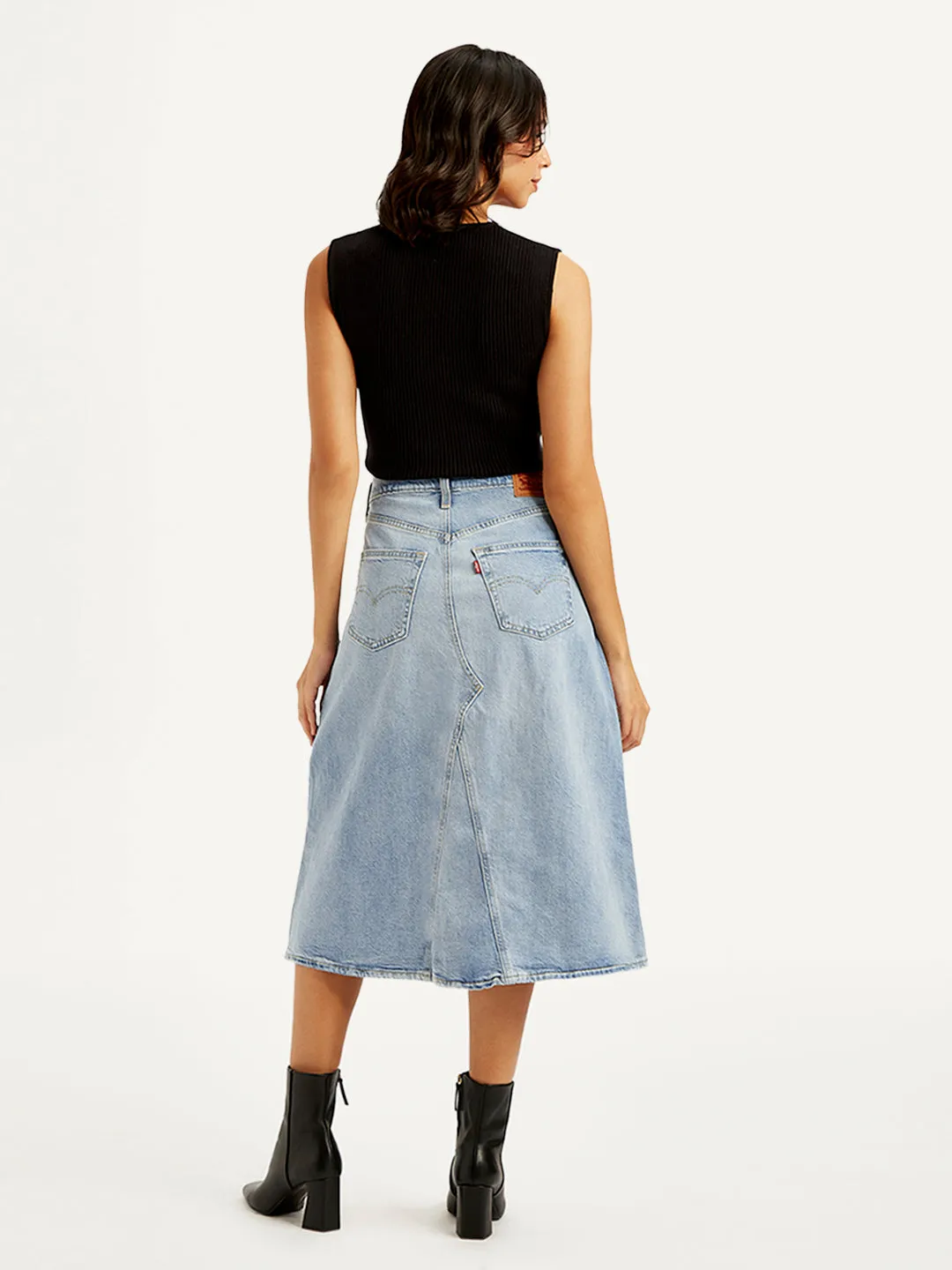 Women's High Rise Blue A-Line Skirt