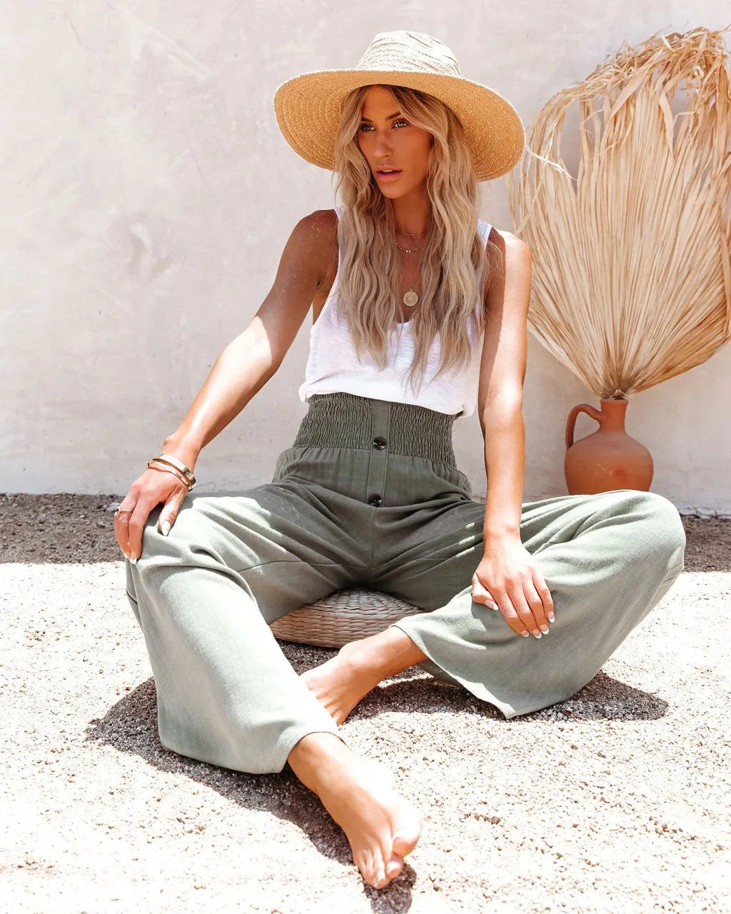 Women's Linen Wide Leg Trousers
