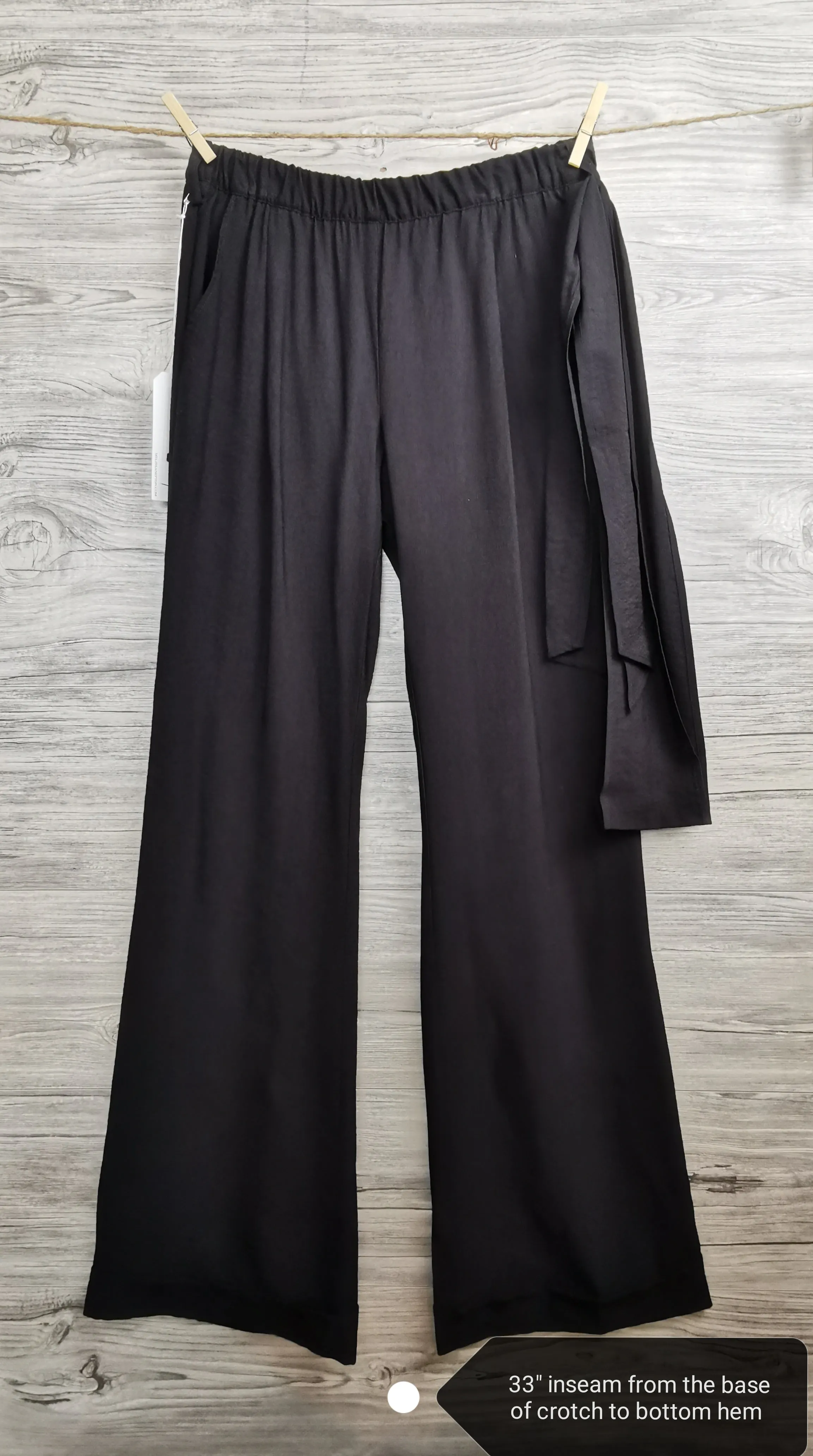 WOMENS SIZE SMALL - MELISSA NEPTON, Designer Fashion, CLYDE Black Wide Leg Trousers (Tall) NWT B46