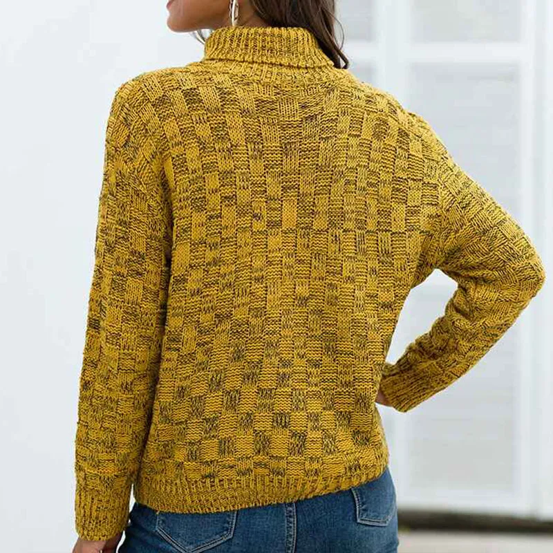 Womens Turtleneck Sweaters Long Sleeve Pullover Cable Knit Sweaters Soft Jumper K373