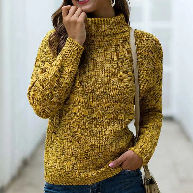 Womens Turtleneck Sweaters Long Sleeve Pullover Cable Knit Sweaters Soft Jumper K373