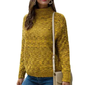 Womens Turtleneck Sweaters Long Sleeve Pullover Cable Knit Sweaters Soft Jumper K373