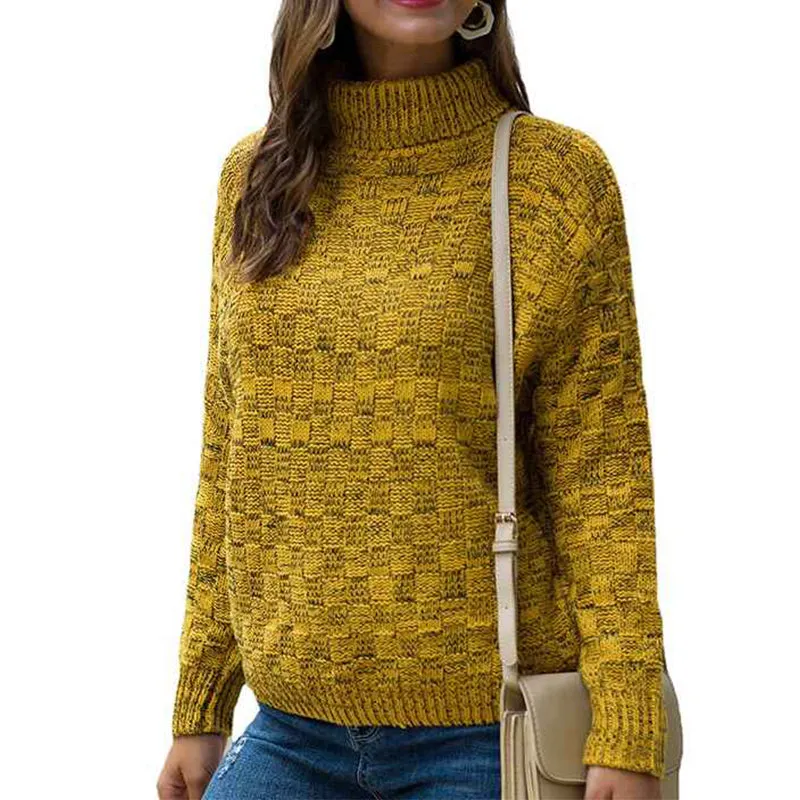 Womens Turtleneck Sweaters Long Sleeve Pullover Cable Knit Sweaters Soft Jumper K373