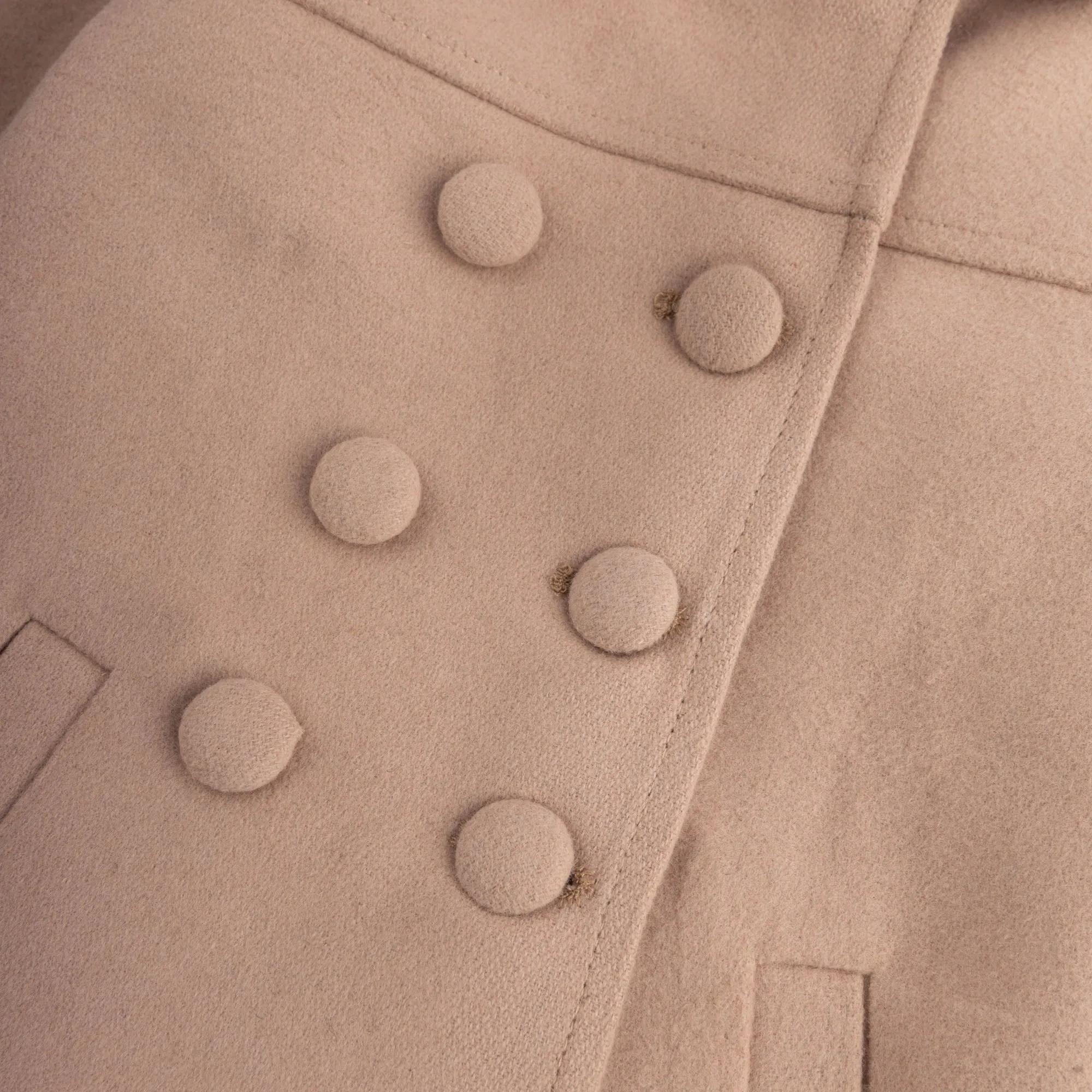 Wool Bib Collar Double Breasted Coat