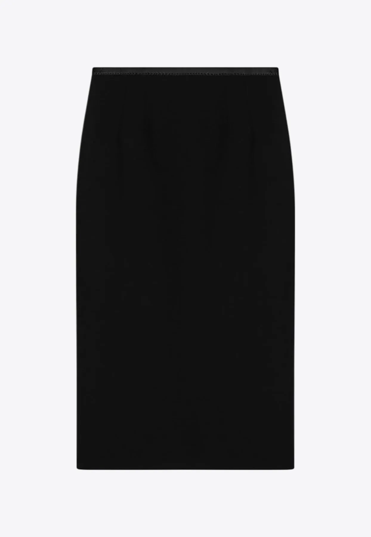 Wool Crepe Midi Pencil Skirt