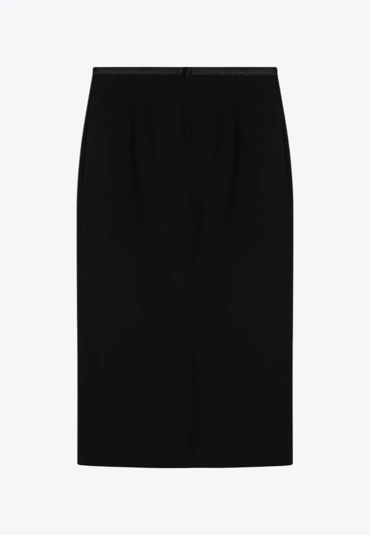 Wool Crepe Midi Pencil Skirt