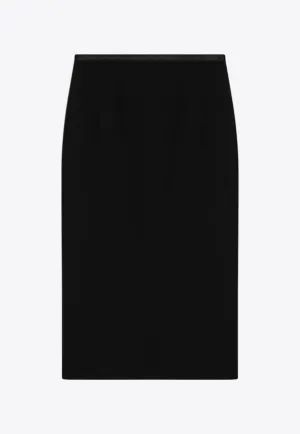 Wool Crepe Midi Pencil Skirt