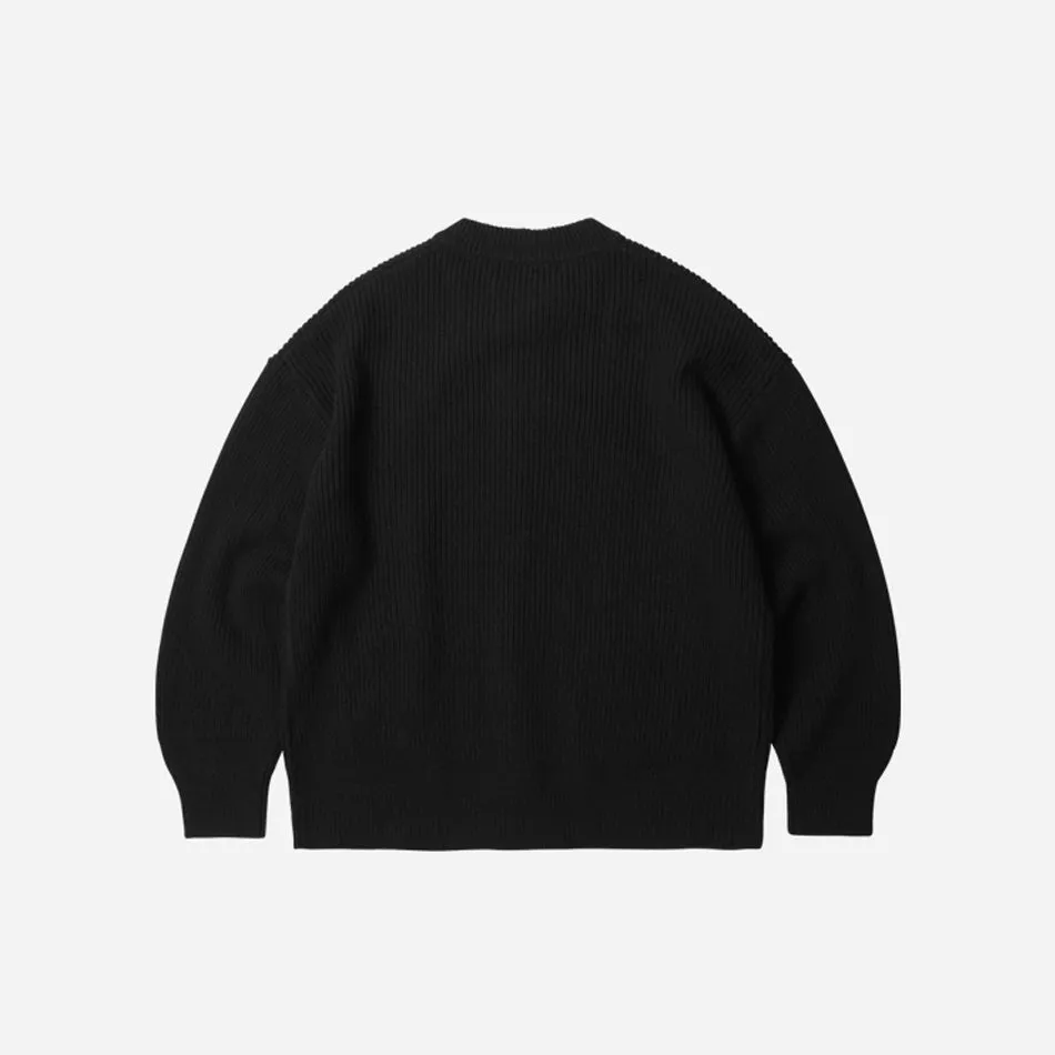 WOOL DECK ZIPUP CARDIGAN - BLACK