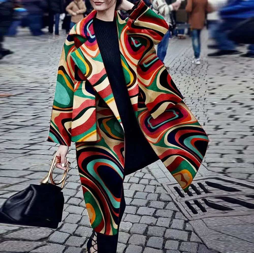 Wrap Parka with Vibrant Colors and Patterns