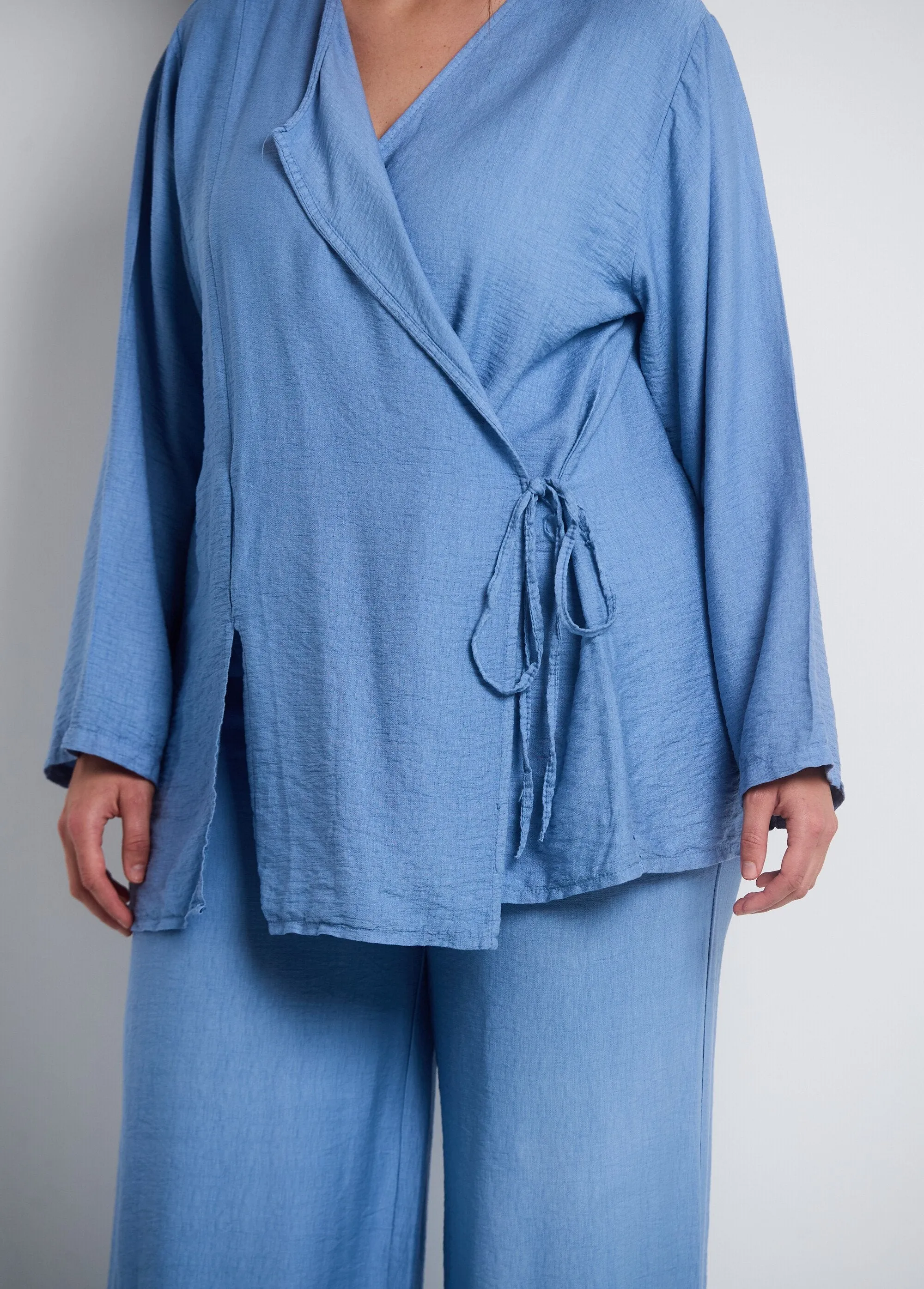 Wrap top and wide leg pants set
