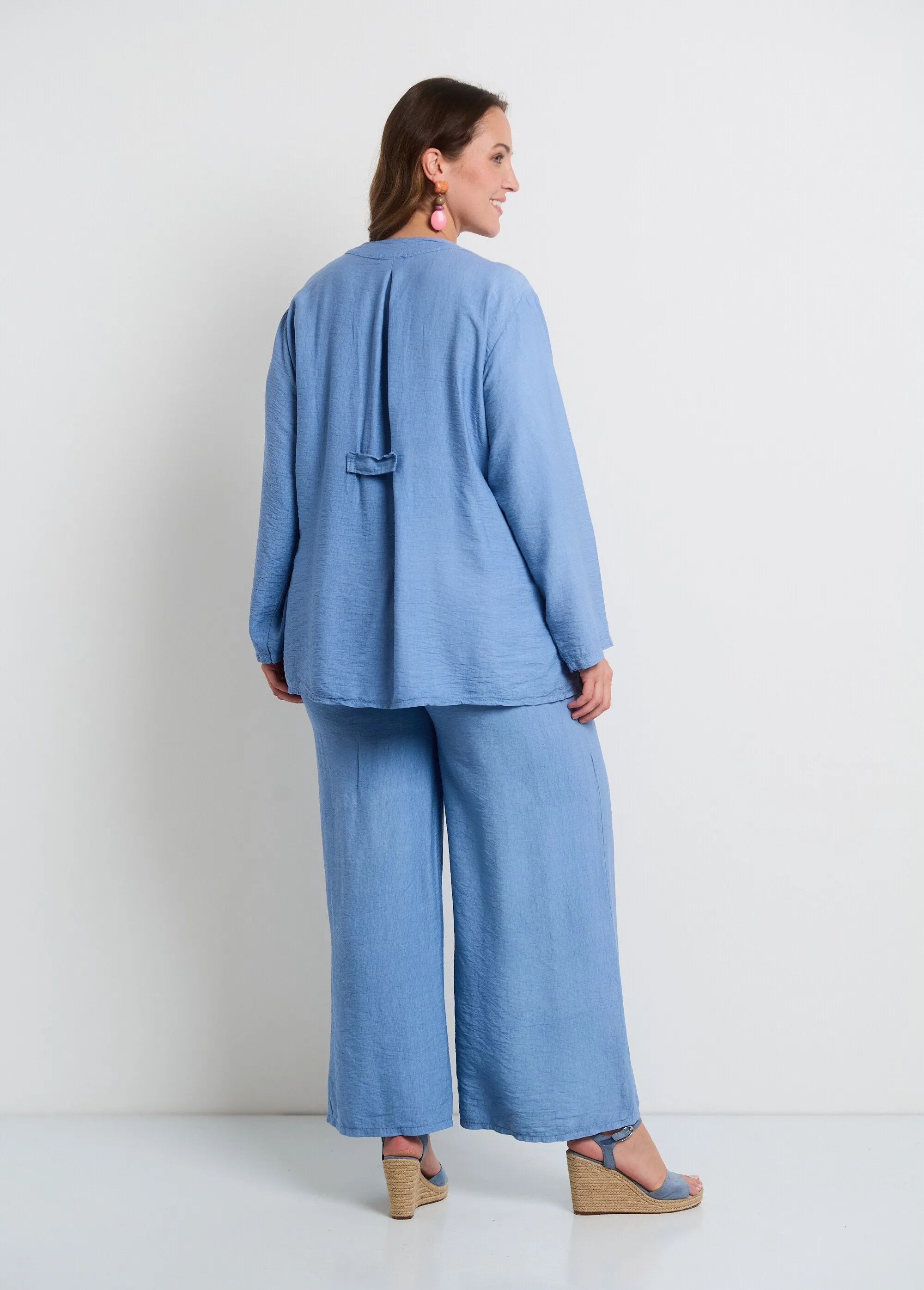 Wrap top and wide leg pants set