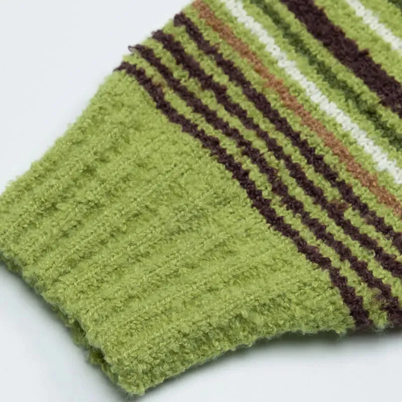 Y2K Knitted Stripe Patchwork Turtleneck Sweater