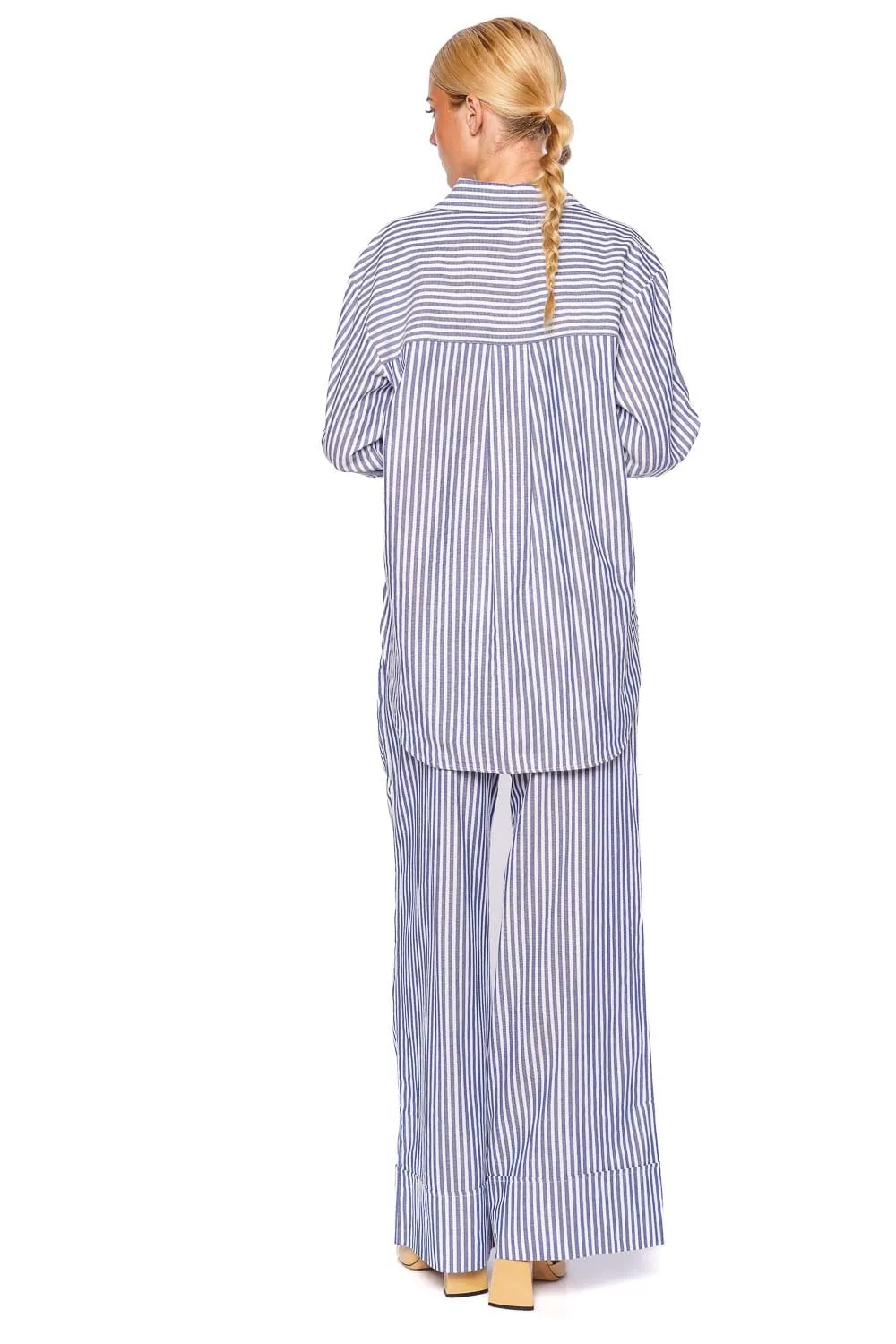 Yasmine Striped Chambray Belted Pant