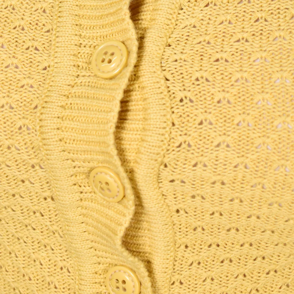 Yellow Cute Cropped Cardigan