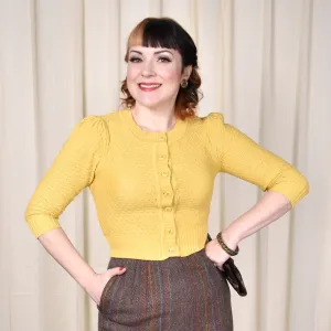 Yellow Cute Cropped Cardigan
